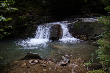 Hidden Waterfall in the Carpathian Mountains