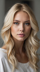 Fototapeta premium Portrait of a blonde girl model of European appearance , blonde girl