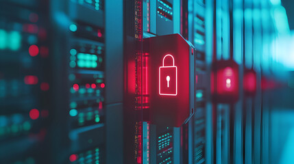 Secure end to end encryption connection icon with dynamic compositions and copy space,Cyber security and information safety concept
