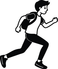  silhouette Running to school