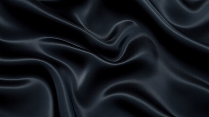 Elegant black silk fabric drapes softly, showcasing luxurious texture and smoothness, ideal for fashion and design projects.