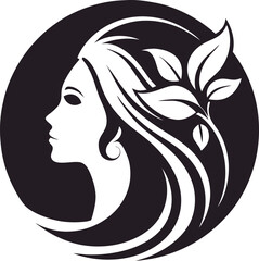 a woman logo icon with a flower