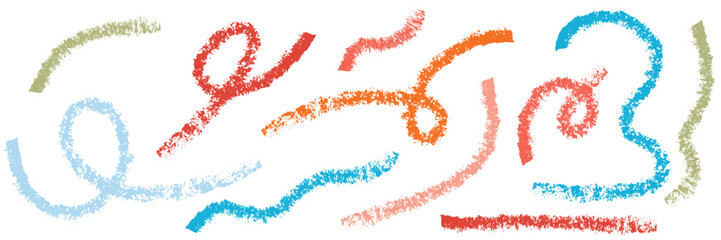 Brush line stroke squiggly paint set. Hand drawn doodle swirl wave brush curly charcoal stroke. Line squiggly paint curly hand drawn ink calligraphy elements. Vector illustration.