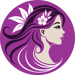 a woman logo icon with a flower