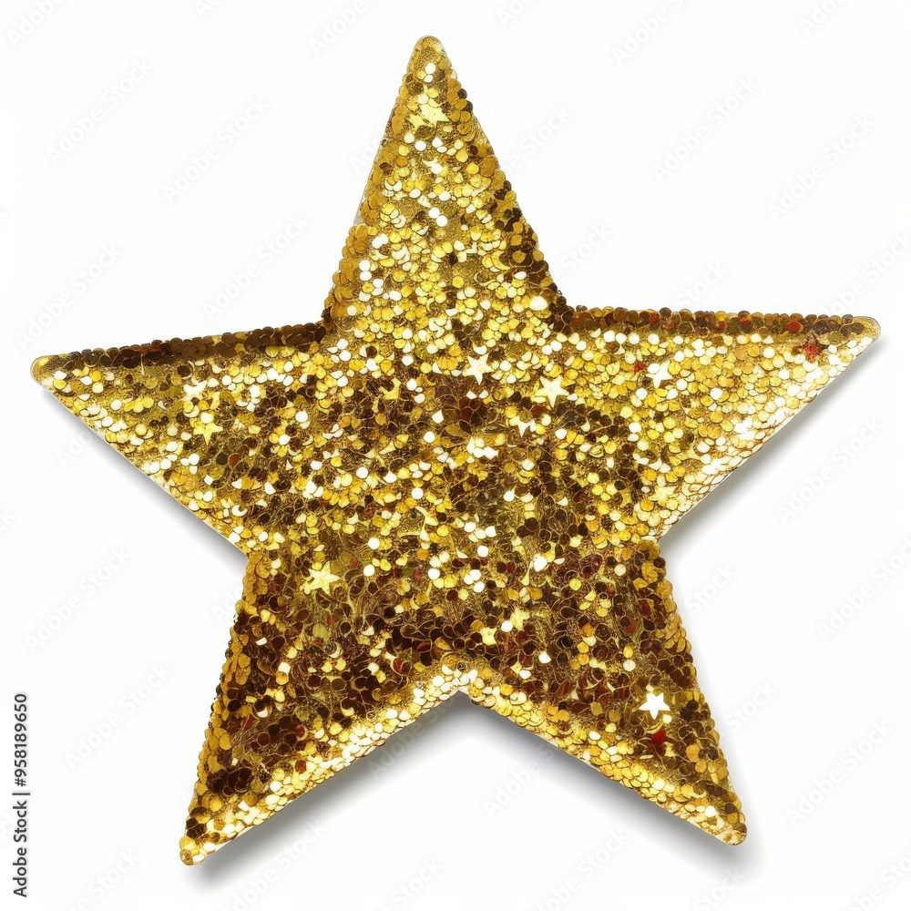 Wall mural gold star sticker. isolated star sticker on white background for learning and achievement