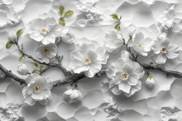 Luxurious white wall design with rococo stucco mouldings created with generative AI technology
