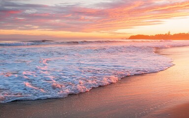 Bondi Beach Sunrise Serene Coastal Background in Sydney, Australia