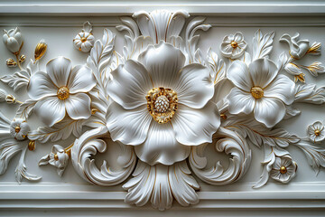 Decorative carved marbled flowers modern and stylish room decor generative AI