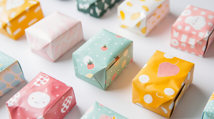 Assortment of colorful handcrafted soap bars on a pastel background