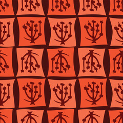 Japanese Bouquet Geometric Motif Vector Seamless Pattern