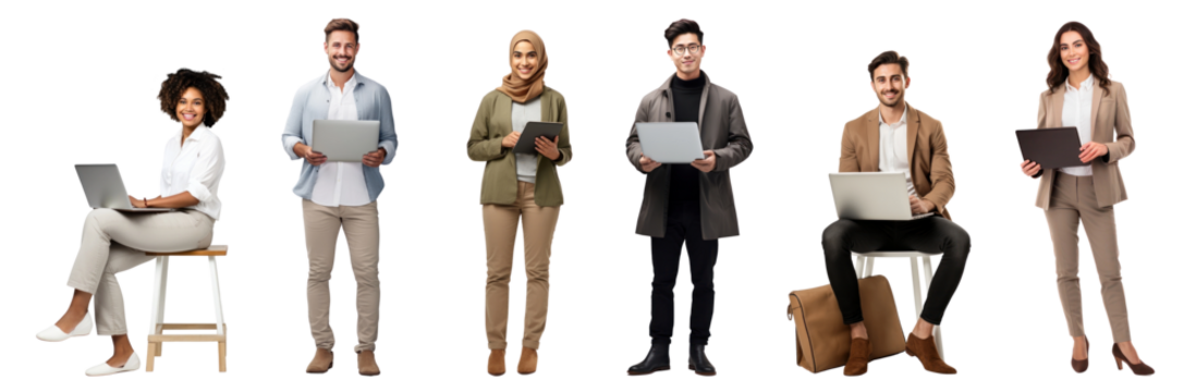 Business people using digital device png cut out element set - Powered by Adobe