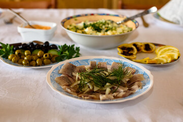 Healthy breakfast on the table. Tasty food.