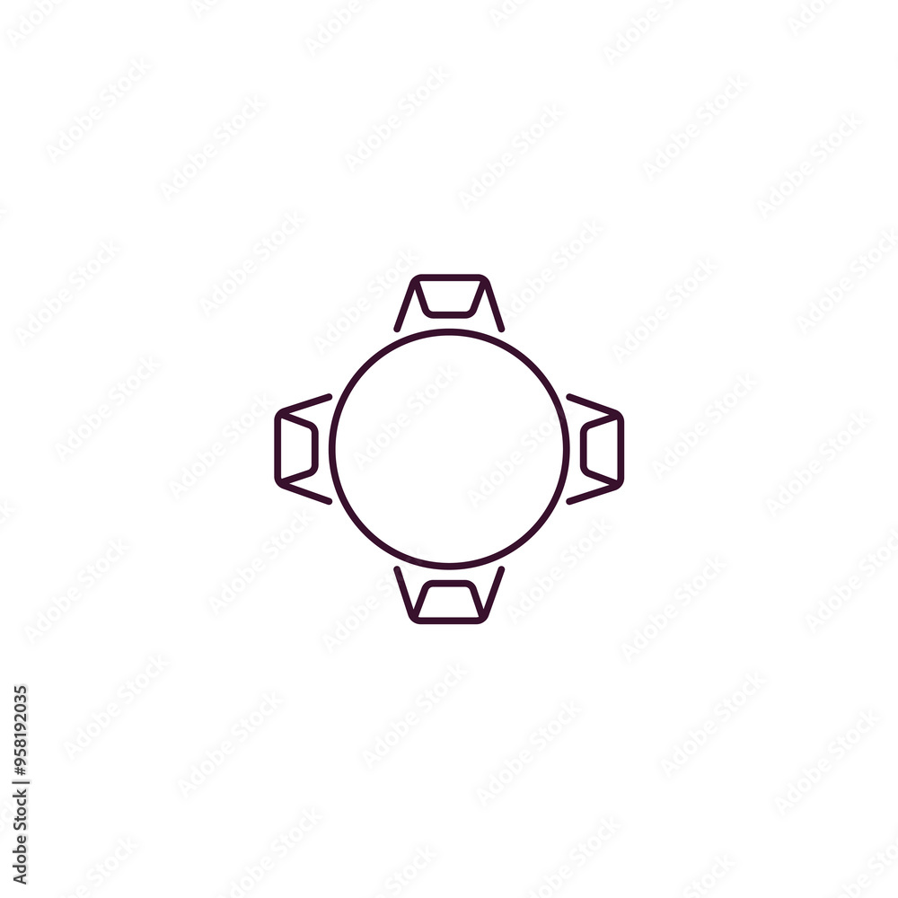 Poster round table outline icon. linear vector from people concept. thin line round table icon isolated on 
