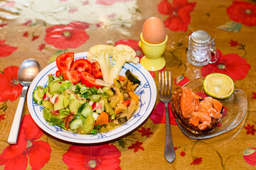 Healthy breakfast on the table. Tasty food.