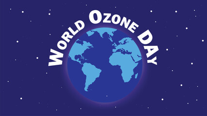 World Ozone Day vector banner design with geometric shapes and vibrant colors on a horizontal background.