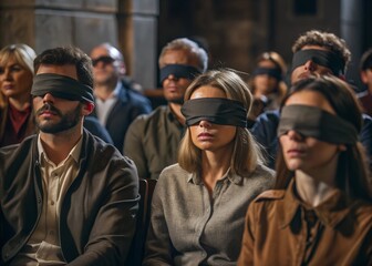 Fototapeta premium audience with blindfolded eyes