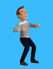 Fun 3D cartoon man dancing