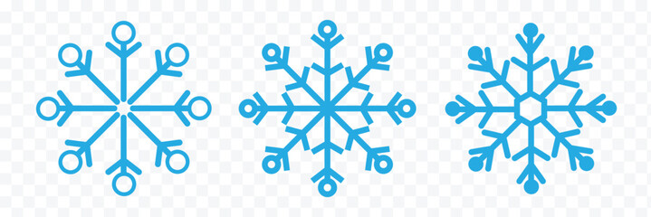 Set of blue snowflake icons collection isolated on white background.  snow icon.
