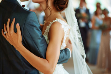Naklejka premium Romantic best day Just Married couple celebration wedding Day, Generative AI illustration photo