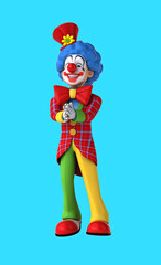 Fun 3D cartoon clown clapping