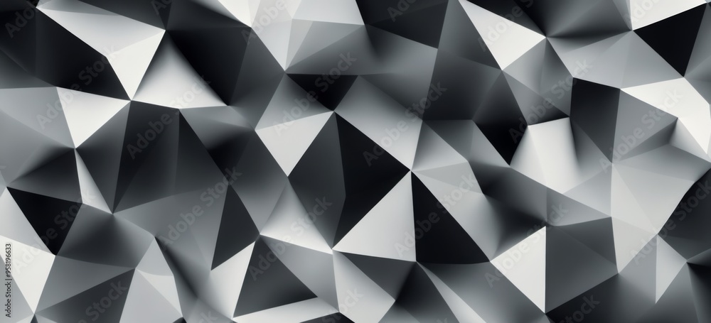 Poster geometric abstract digital art with triangular shapes and 3d ren