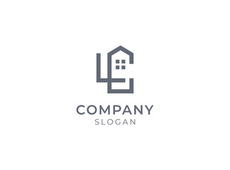 Modern LC home logo design template. House logo vector