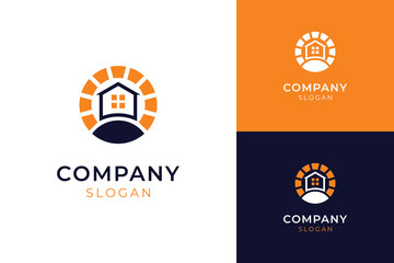 Smart Home logo. Modern, abstract and minimalist design of a house and solar panel icon