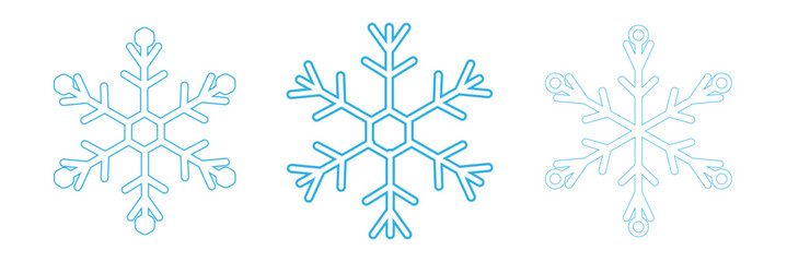 Set of blue snowflake icons collection isolated on white background.  snow icon.