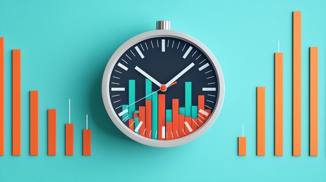 Illustration of a ticking clock with inflation data, symbolizing the urgency of timely economic policy interventions, economic policy, timeliness in inflation policy