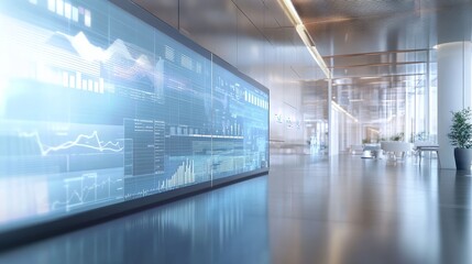 interactive digital display panel showing dynamic data and graphics