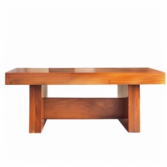 A sleek wooden coffee table isolated on a transparent background.