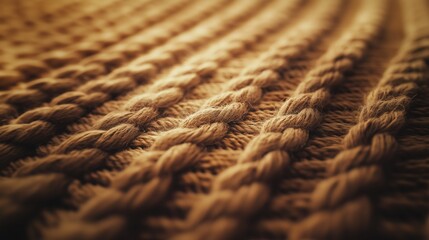 Detailed close-up of a golden braided rope texture, captured in warm light. The image showcases the intricate weaving and rich color.