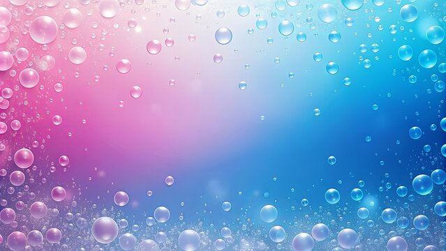 Pink and blue backdrop with a plethora of tiny bubbles at the base