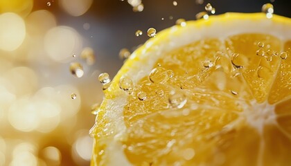 Close-Up of Lemon Slice with Water Droplets