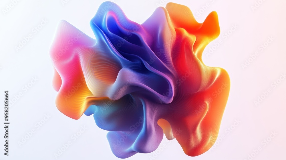 Poster abstract colorful swirling form with textured lines
