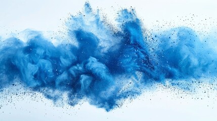 abstract blue dust explosion on white background