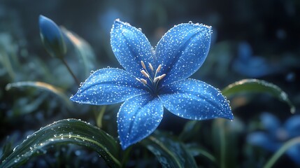 A Lifelike Representation of a Bluestar Flower in Full Bloom and Vivid Hues Image