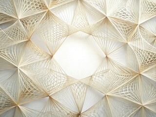 delicate linear threads weaving intricate geometric patterns on a soft white background with subtle gradient shift and ethereal airy feel