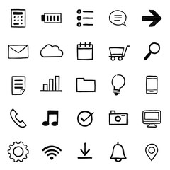 フリーハンドの手描きアイコン素材セット・インターネット系