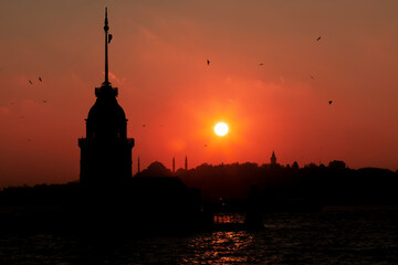 Maiden's Tower and Istanbul skyline