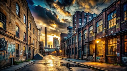 UrbanRenaissance - Explore gritty, industrial cityscapes with moody shadows, street art, and striking, high-contrast lighting, capturing the essence of urban renewal.