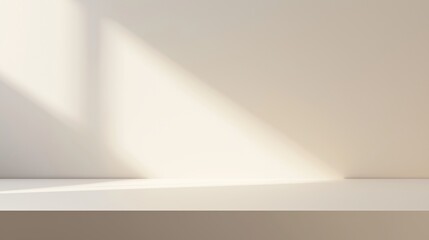 Soft natural light filters through, casting gentle geometric shadows on a neutral-colored wall, creating a calm and serene interior atmosphere.