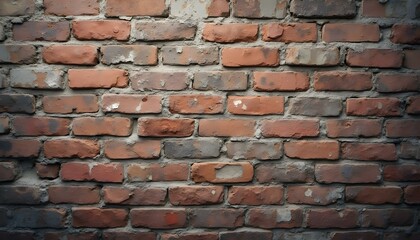 Obraz premium Old, weathered brick texture with visible cracks and chips, adding a historical and industrial feel, perfect for projects seeking a rustic and vintage atmosphere.