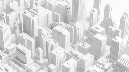Fototapeta premium White detailed 3D layout of modern financial buildings on a white background, created with Generative AI