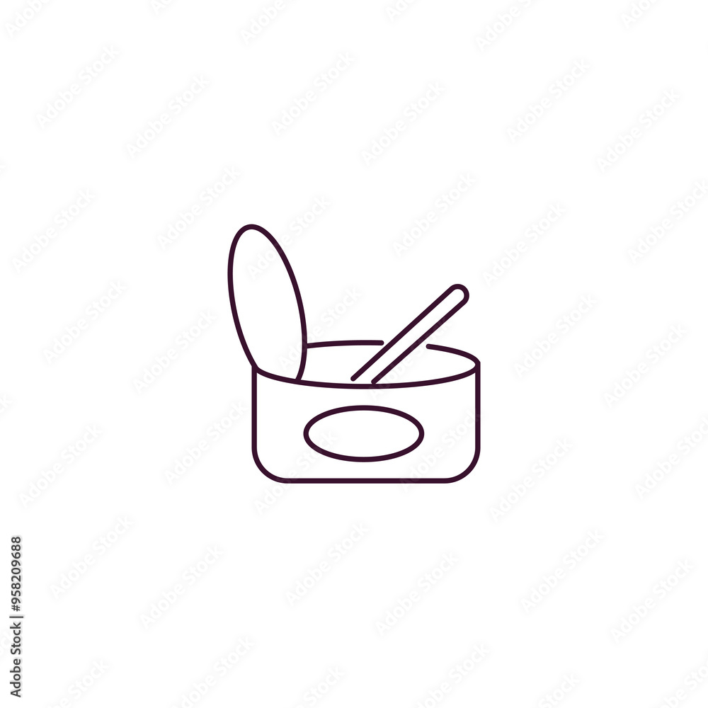 Poster open tin with spoon outline icon. linear vector from restaurant concept. thin line open tin with spo