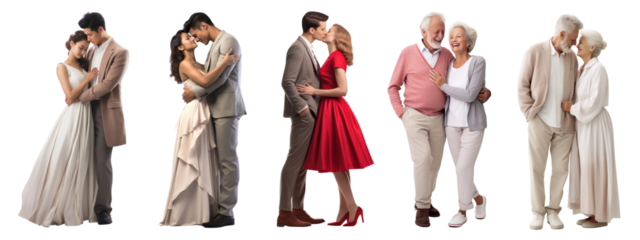 Diverse couple png cut out element set