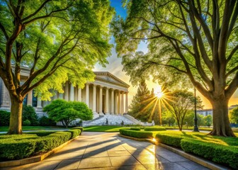 Serene day supreme court gardens tranquil peaceful morning sunlight