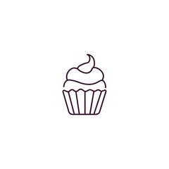 cupcake with cream outline icon. Linear vector from restaurant concept. Thin line cupcake with cream icon isolated on white background