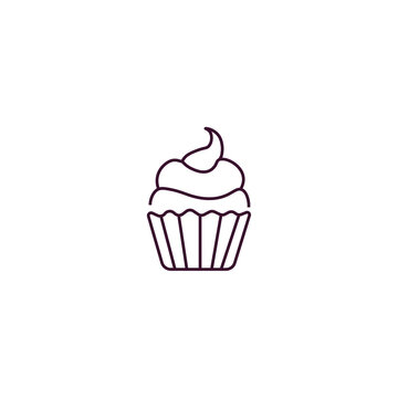 recommend clip art: cupcake with cream outline icon. Linear vector from restaurant concept. Thin line cupcake with cream icon isolated on white background