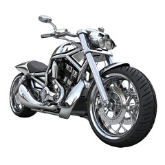 Glistening Motorcycle with Chrome Accents on Clear Background